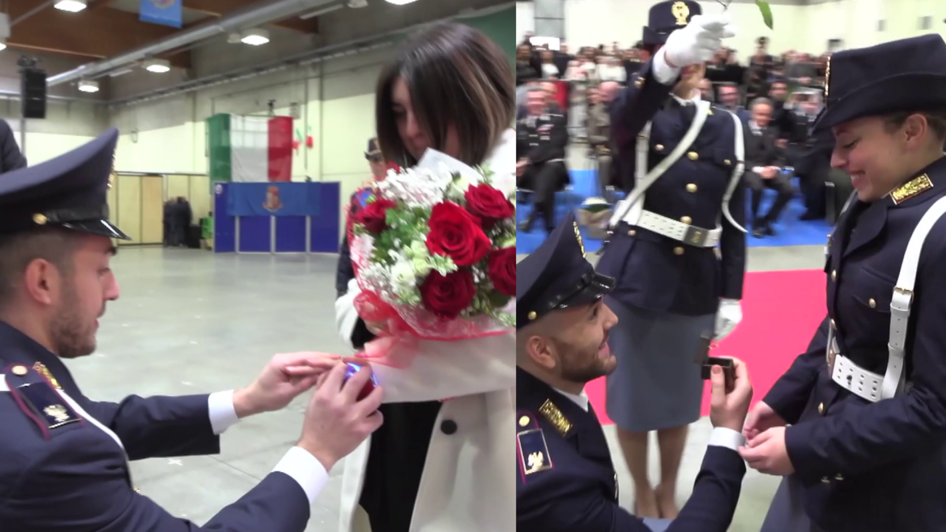 Dopo il giuramento, doppia proposta di matrimonio dei poliziotti: "Vuoi sposarmi?"