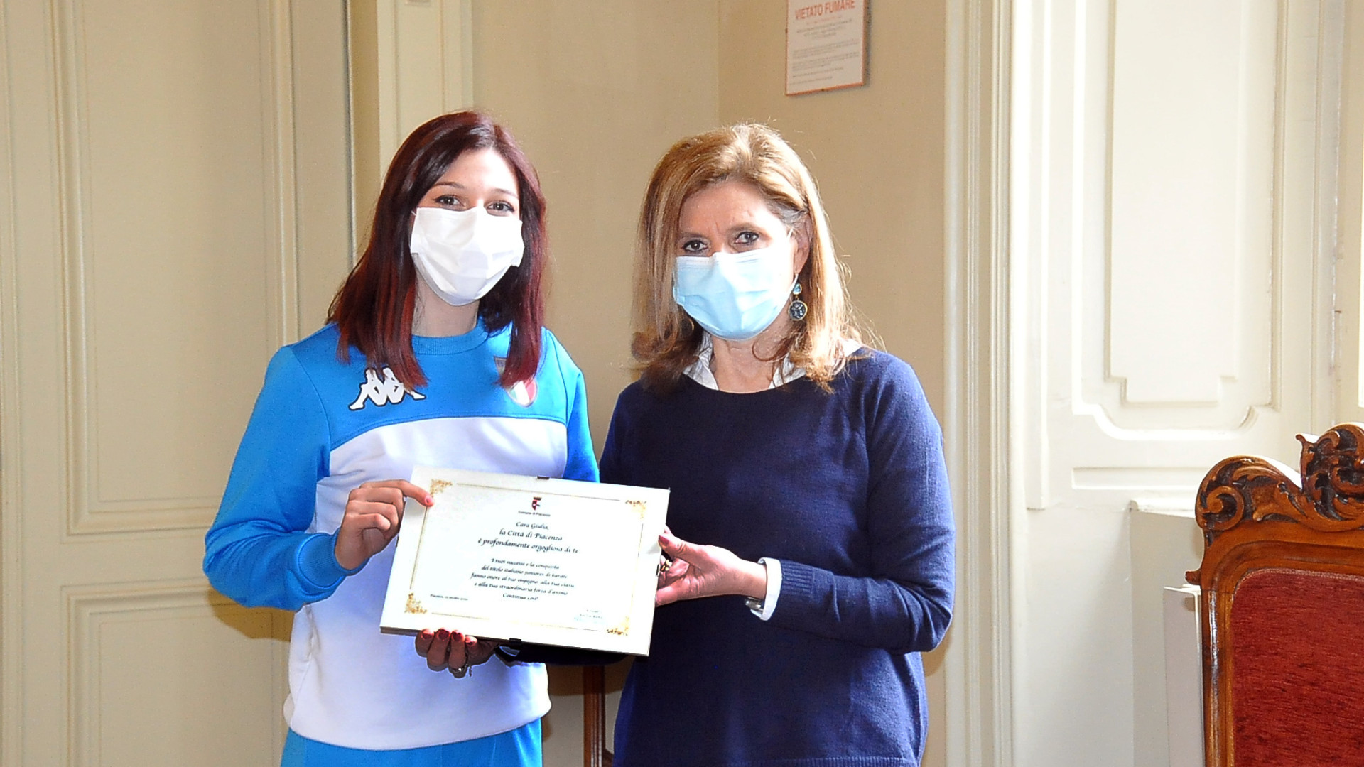 Giulia Ghilardotti premiata in Comune per il titolo italiano juniores