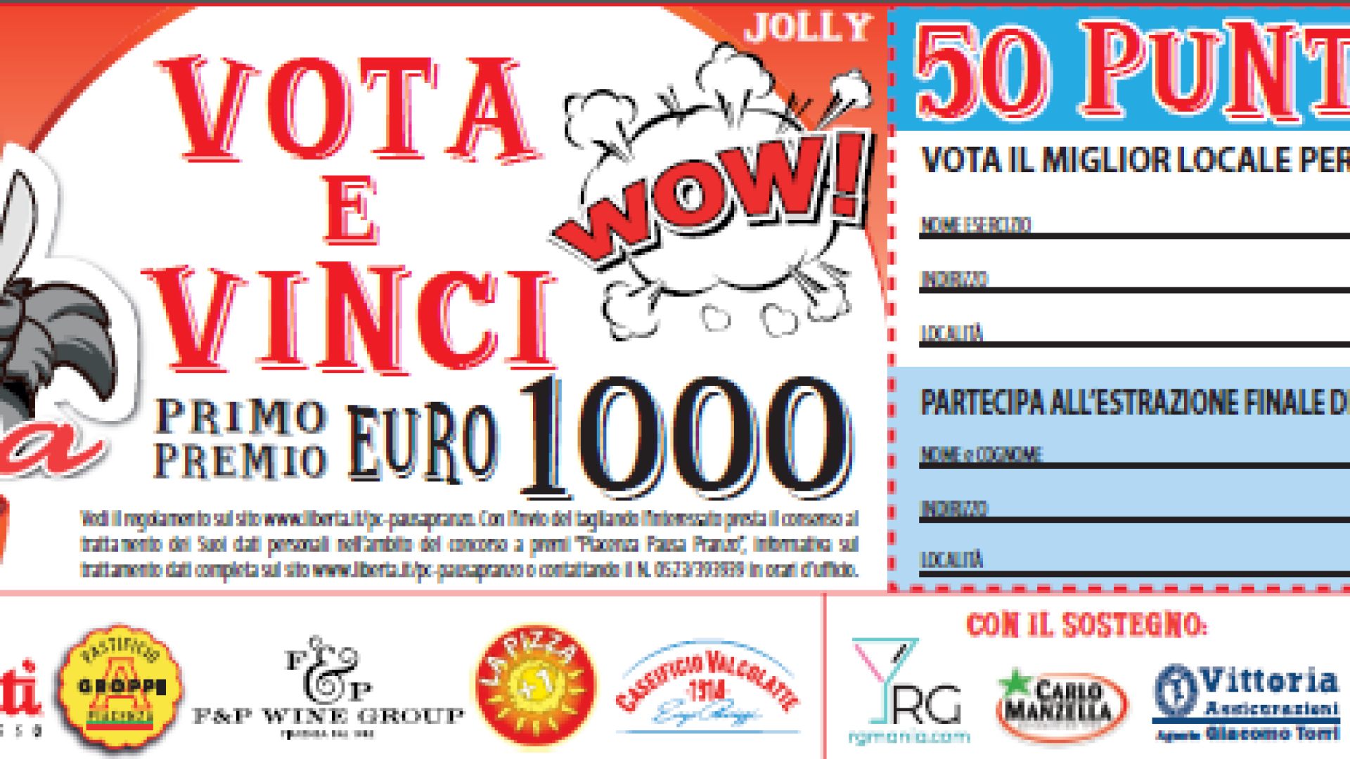 Piacenza pausa pranzo, oggi in edicola il jolly da 50 punti
