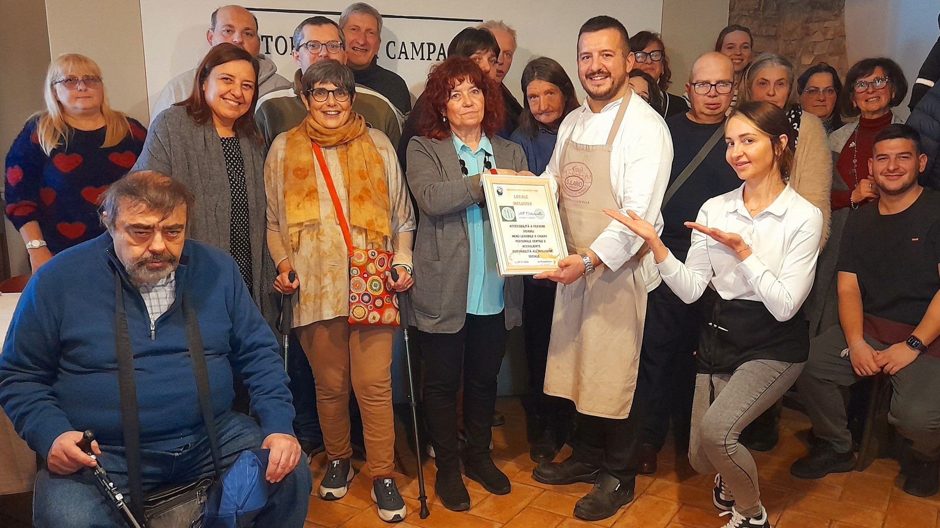 Pianello: al ristorante "All'Ostarcello" targa  per l'inclusività