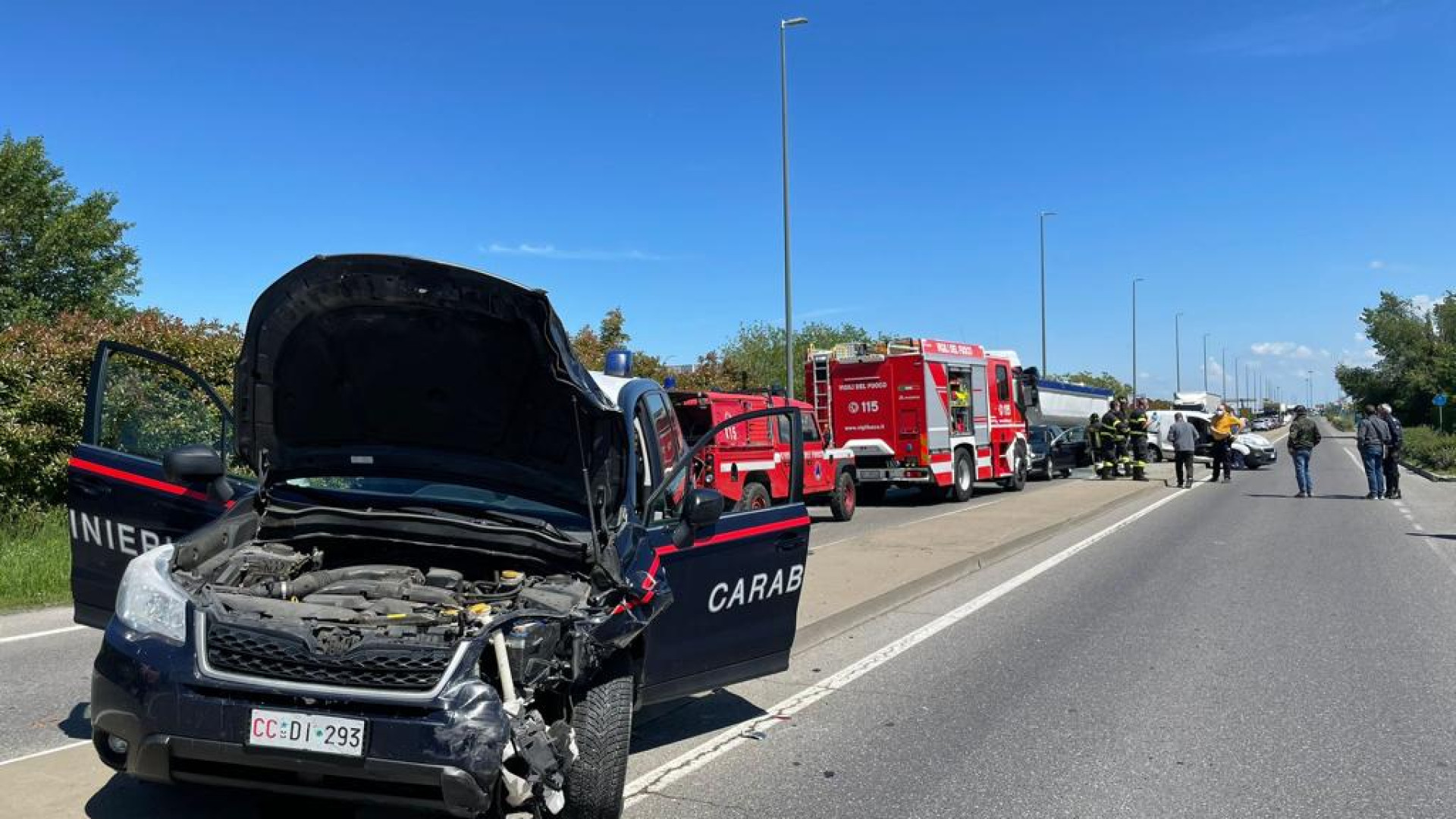Caorsana, nel tamponamento coinvolta anche auto dei carabinieri. Quattro feriti