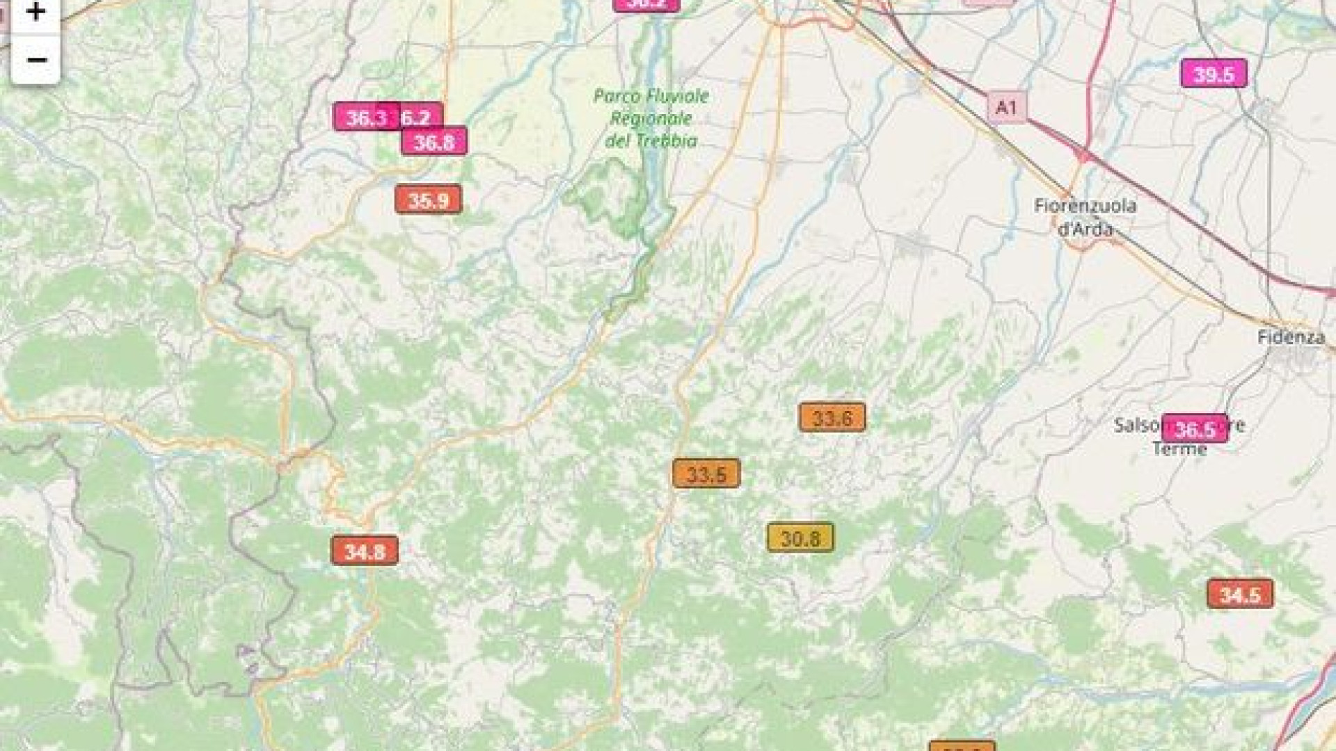 Caldo record ieri nel Piacentino, sfiorati i 40 gradi a Villanova