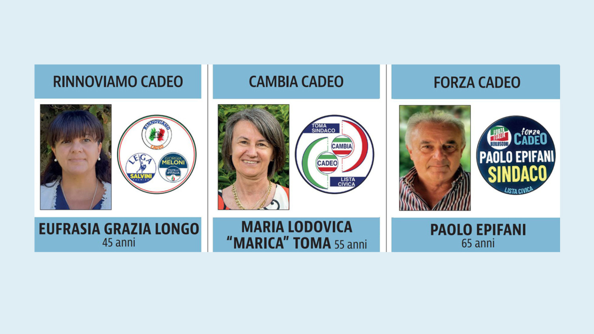 Cadeo al voto: sfida a tre tra Longo, Toma ed Epifani LE INTERVISTE