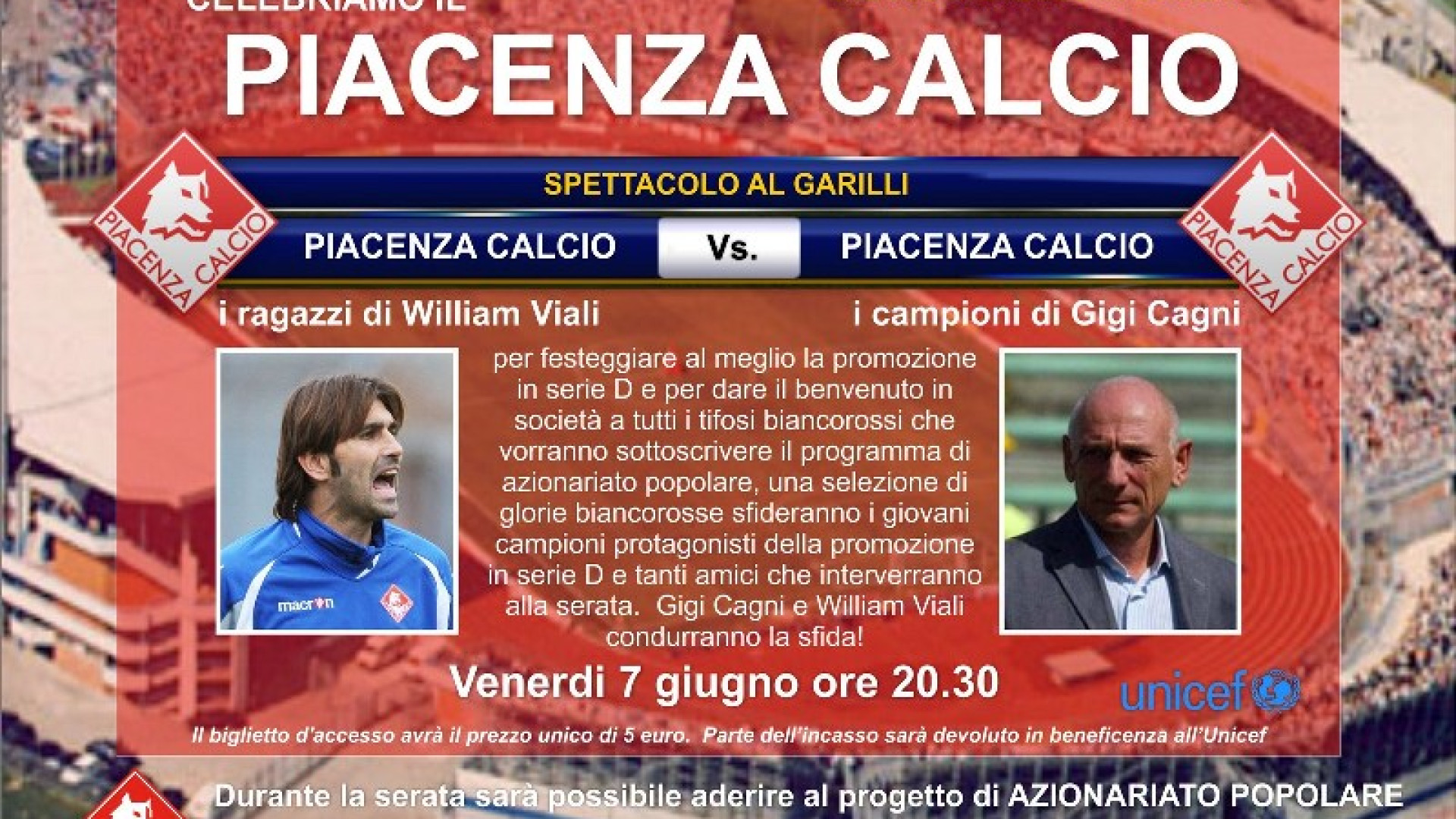 Vent'anni fa la prima serie A: venerdì al Garilli, festa con il Piace di Cagni