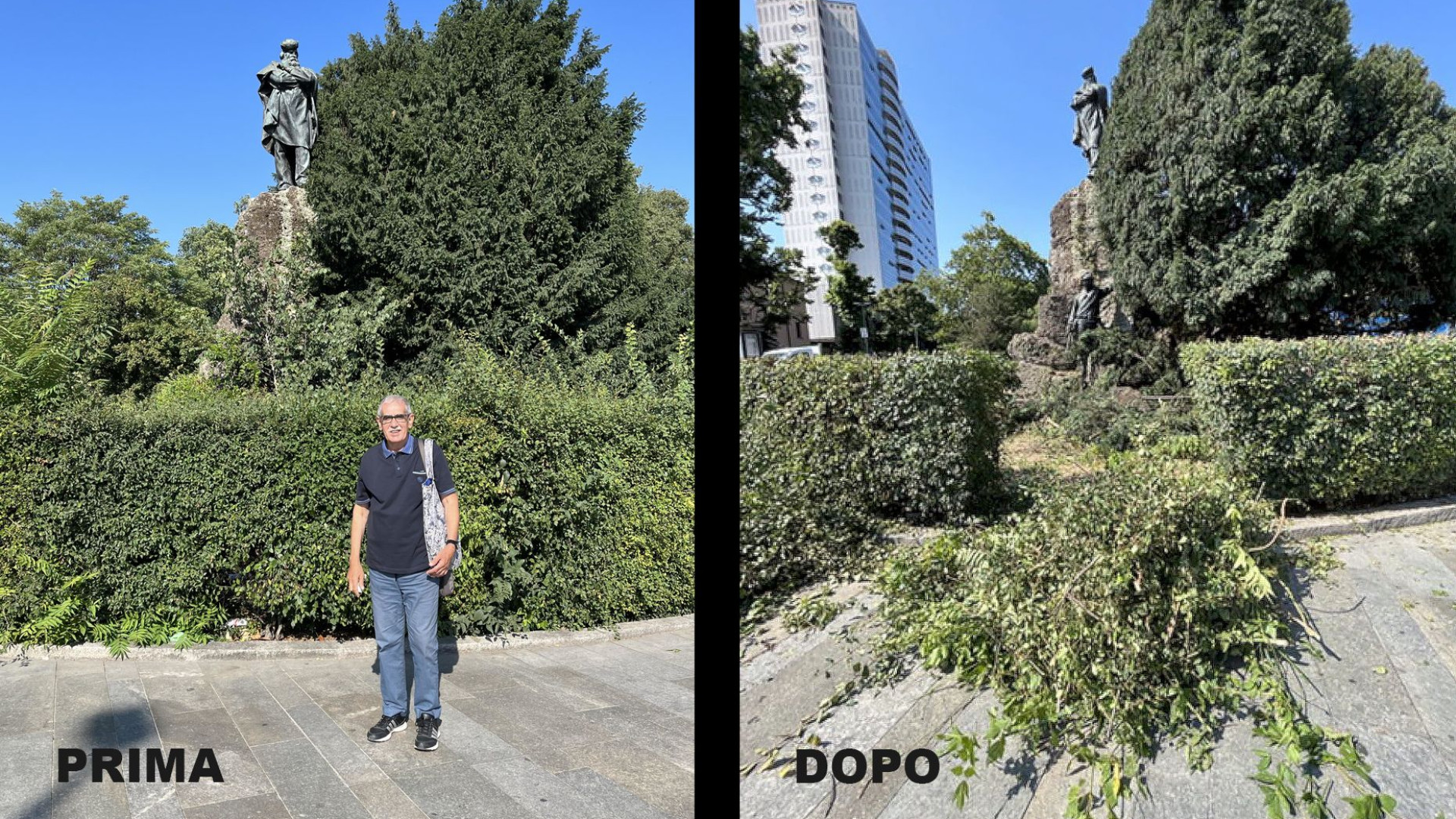 Liberata dal verde selvaggio la statua di Garibaldi. Accolto l'appello