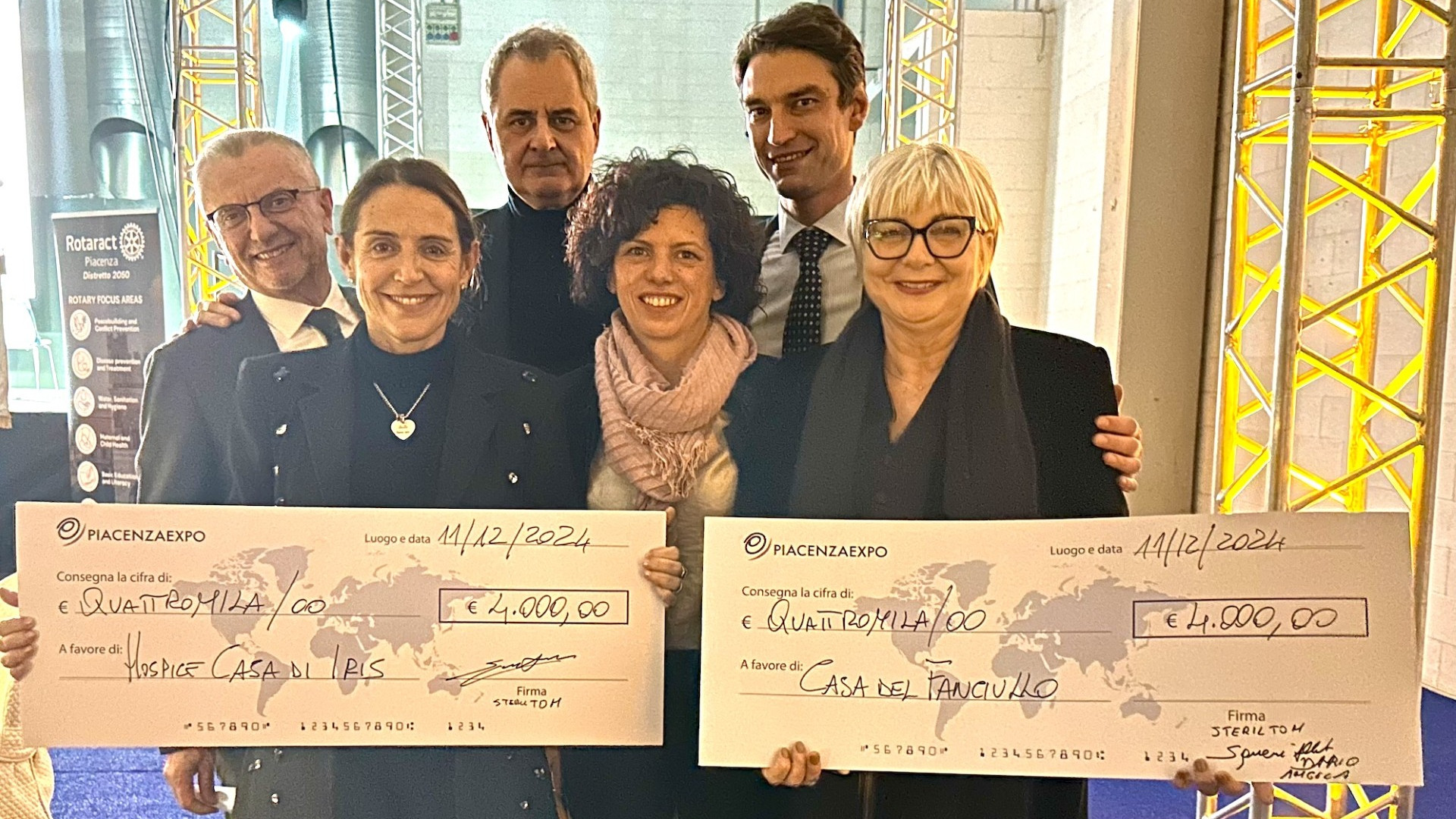 Cena benefica, da Piacenza Expo e Steriltom 14mila euro a Hospice e Casa del Fanciullo