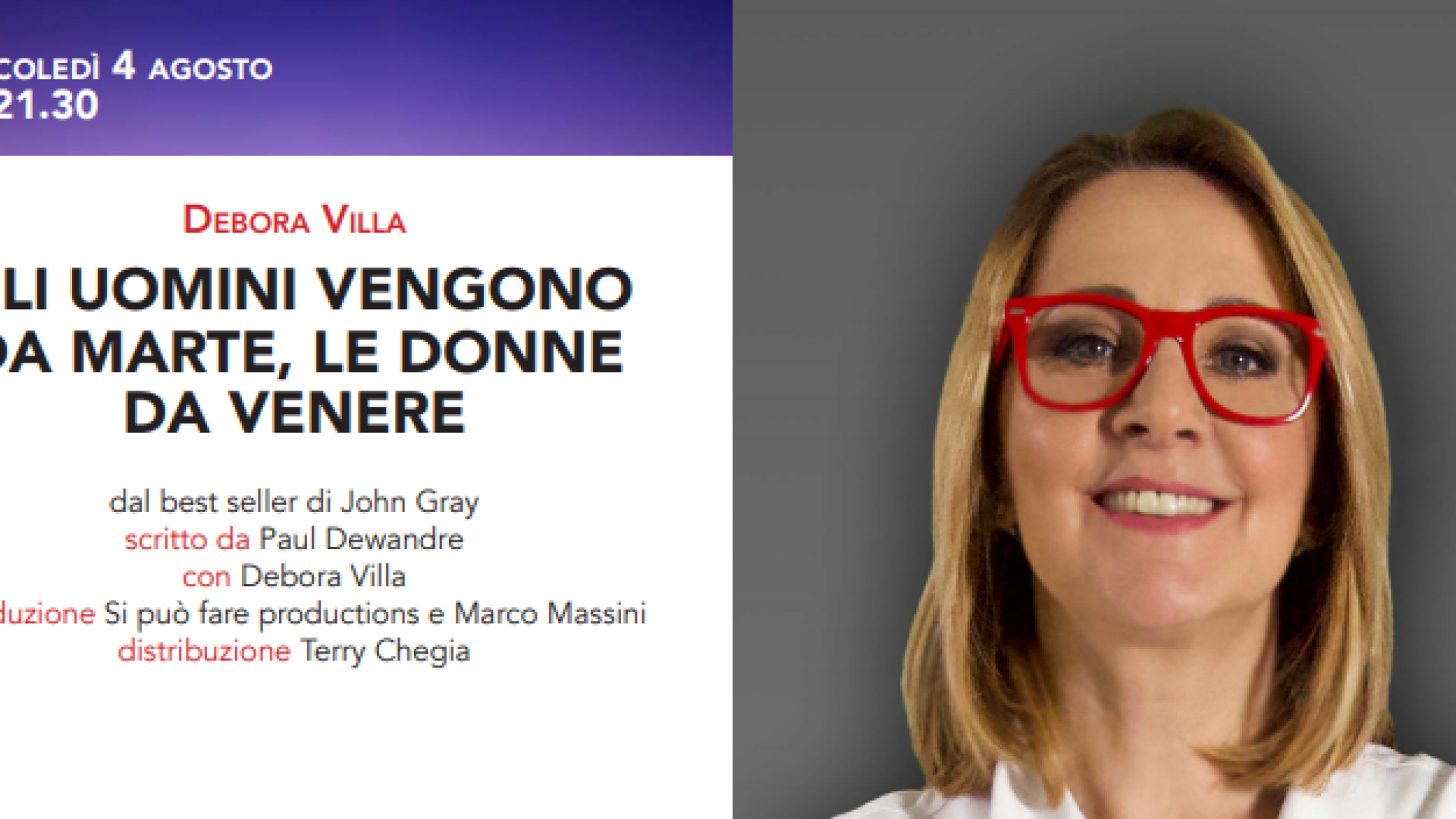 L'energia di Debora Villa chiude mercoledì 4 agosto la rassegna "R-Estate a Teatro"