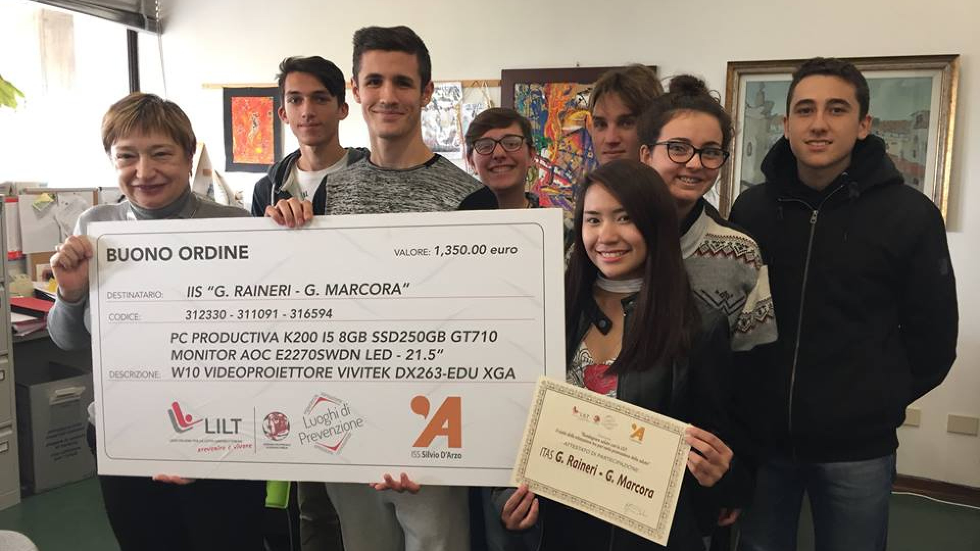 Raineri-Marcora secondo in regione al concorso "Guadagnare in salute con la LILT"